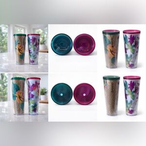 Starbucks Floral Travel Tumbler in Teal & Magenta Set of 2